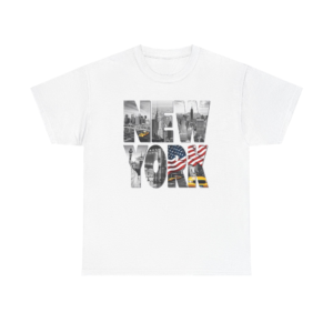 New York Photo Collage Tee — NYC Skyline & American Flag Graphic T‑Shirt