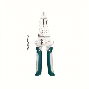 Teal-handled pruning shears (secateurs) with metal blades, shown at 21 cm length for scale