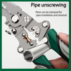 "Pipe unscrewing" manual pipe clamp tool gripping a metal pipe for installation and removal